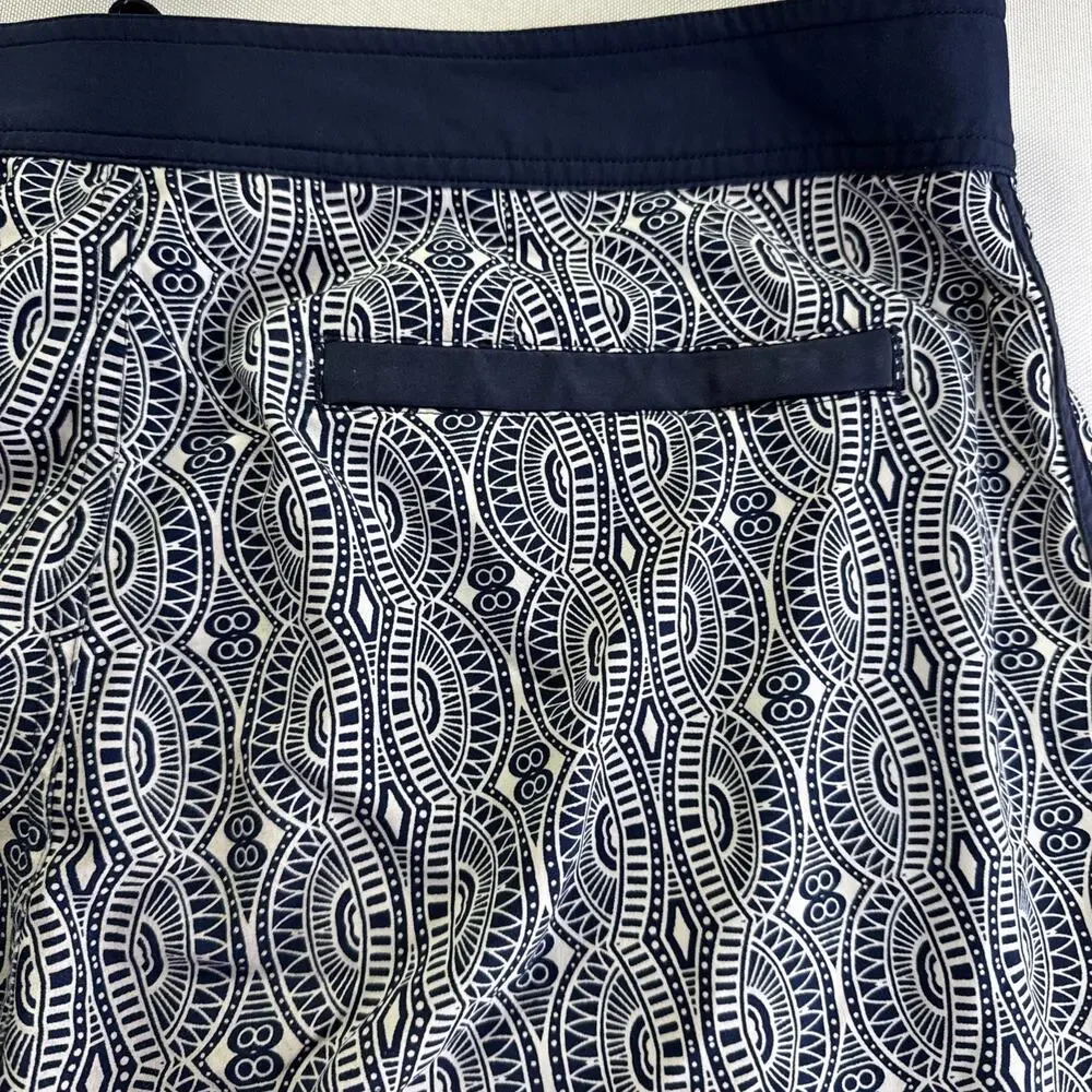 Coolibar Mens Falcon Board Shorts Size 36 Blue White Geometric Print UPF 50+